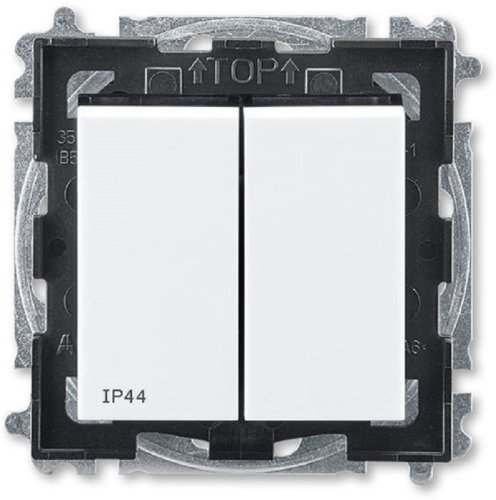 Выключатель без рамки ABB EPJ Levit 2-кл. IP44 белый/дымчатый чёрный картинка